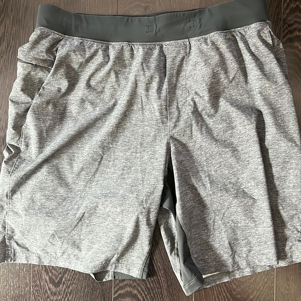 LuLuLemon 9” unlined Charcoal Heather Shorts (XL)